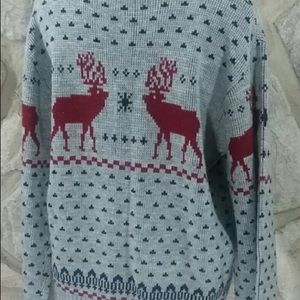 Vintage Gray Fair Isle Reindeer Sweater